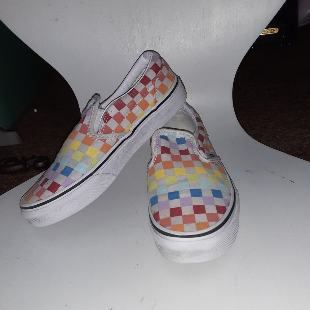 Kids sz 3 Rainbow Checker Vans